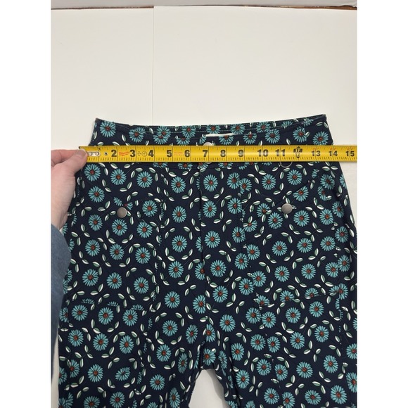 Anthropologie Maeve Slim Ponte Pants Sz 4 Stretch Flower Mod Print Thick Knit - Picture 9 of 10